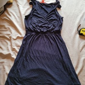 Joe Fresh Tie Strap Wrap Navy Dress - Medium